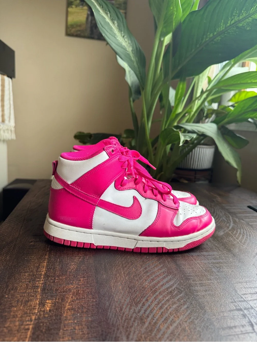 Nike Kids Pink and White High-Top Sneakers